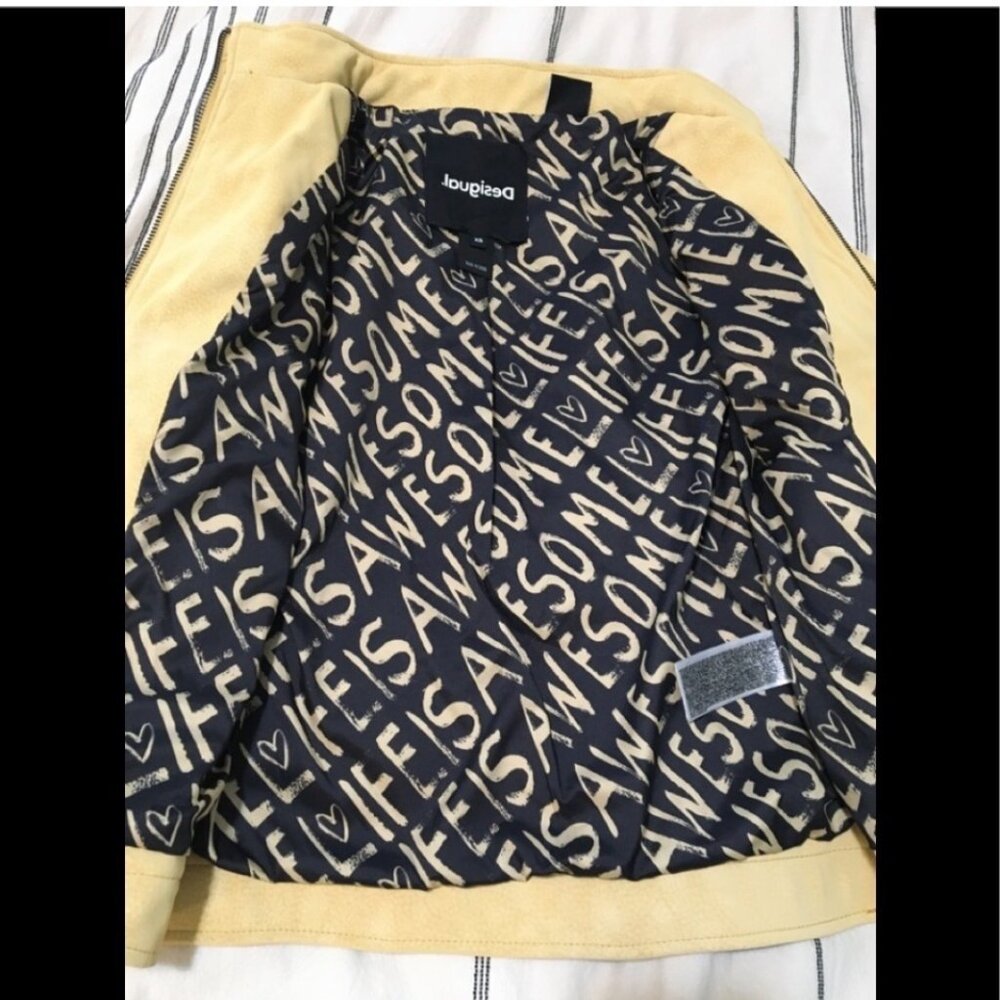 NWT Desigual Faux Leather Mustard Moto Jacket. Size XL - Picture 3 of 14
